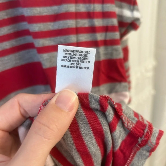 Sunday 3/4 sleeve t shirt striped red white pink size M - Picture 6 of 8